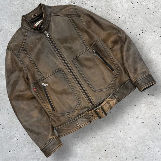 [M] 00s 리바이스 소가죽 빈티지 브라운 레더 자켓 C231