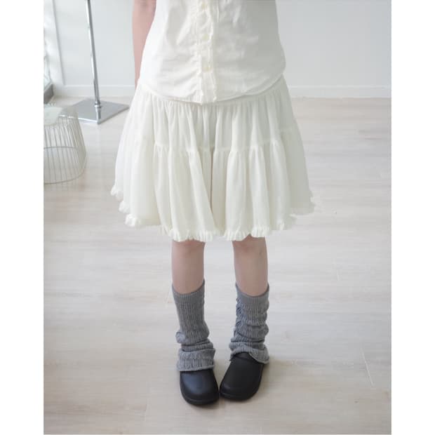  Mellow chiffon tiered lace mini skirt