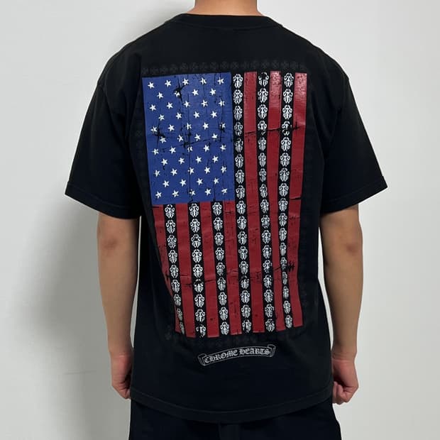 크롬하츠 아메리칸 플래그 성조기 대거 티셔츠 블랙