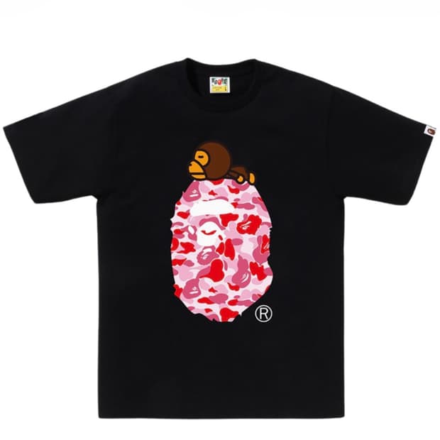 베이프 ABC 카모 마일로 온 빅 티셔츠 블랙 핑크 L