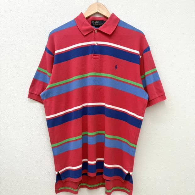 폴로 랄프로렌 멀티 스트라이프 반팔 카라티 
