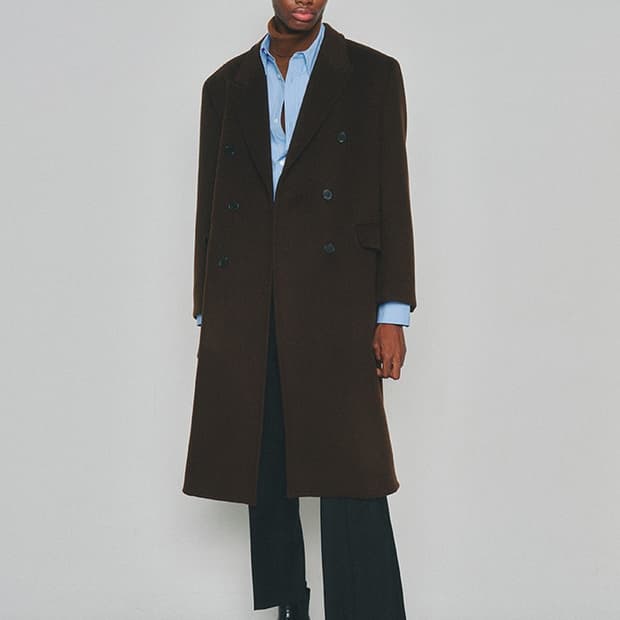 토니웩 더블 브레스티드 체스터필드 코트 다크브라운 L