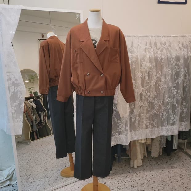 Soggetto 브라운 오버핏 블루종(made in Japan)