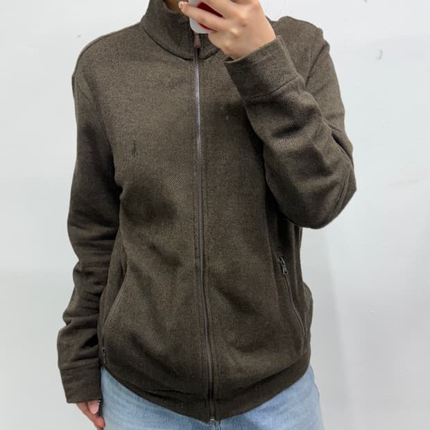 [M] 폴로 브라운 니트집업 자켓