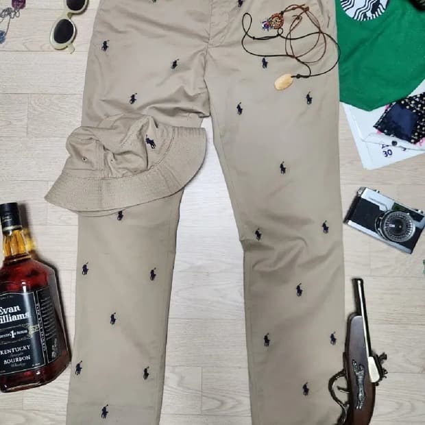 (~3회 미만 착용)폴로 랄프로렌 자수 팬츠 치노팬츠 면바지