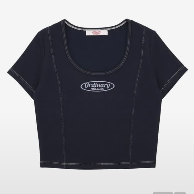 오디너리홀리데이 스티치 반팔 크롭티