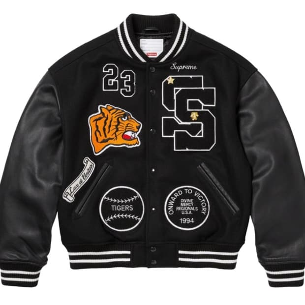 [L] 슈프림 타이거 바시티 자켓 블랙 - 23FW