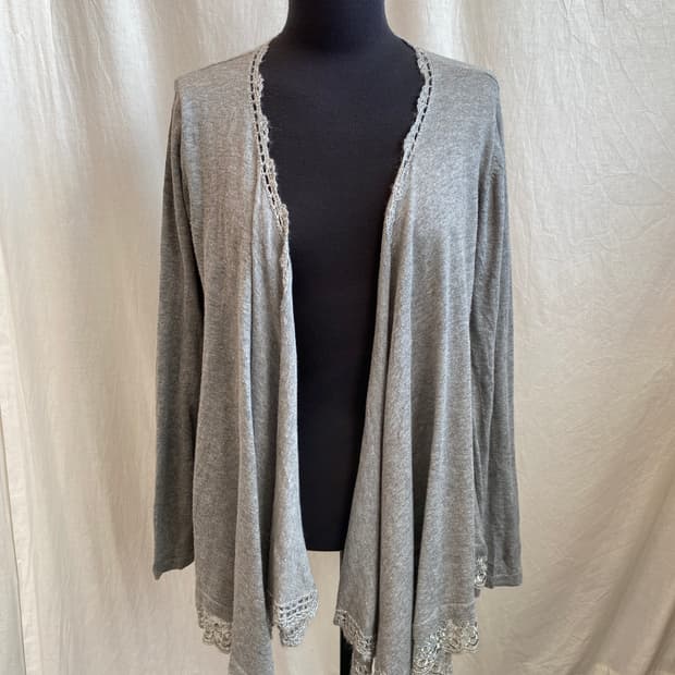 그레이 오픈형 면가디건(M)