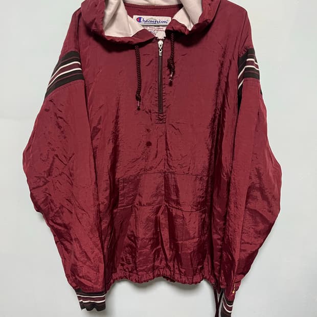 챔피온 올드스쿨 버건디색 아노락 바람막이