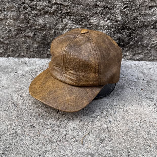 빈티지 디스트로이드 레더 캡 