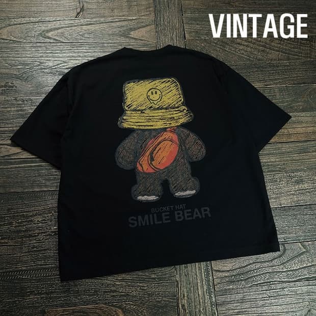 [빈티지] 그래픽 프린팅 오버핏 반팔티 블랙 M20181