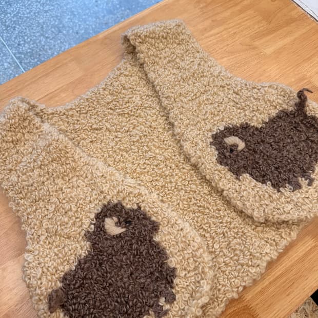 모 100% 양털 베스트