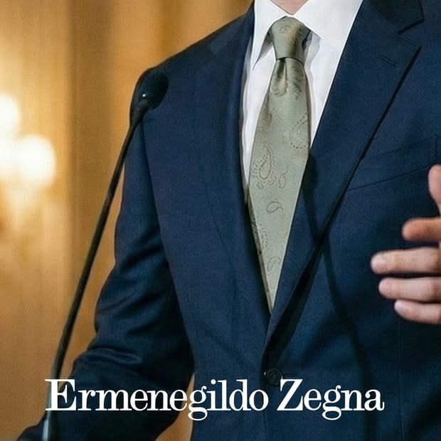 에르메네질도 제냐 실크 올리브 패턴 넥타이 9.5cm A등급 K2091
