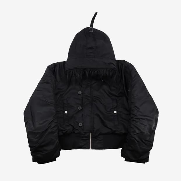 선데이오프클럽 후드 퍼 블랙 봄버 패딩 점퍼