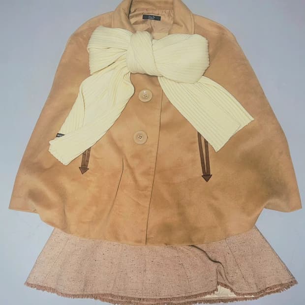 코트케이프 스커트 목도리 세트 빈티지 모리걸교토 나나미 세트 머메이드치마