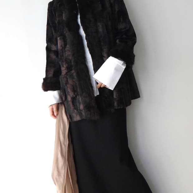 Semi leopard fur detail jacket / brown