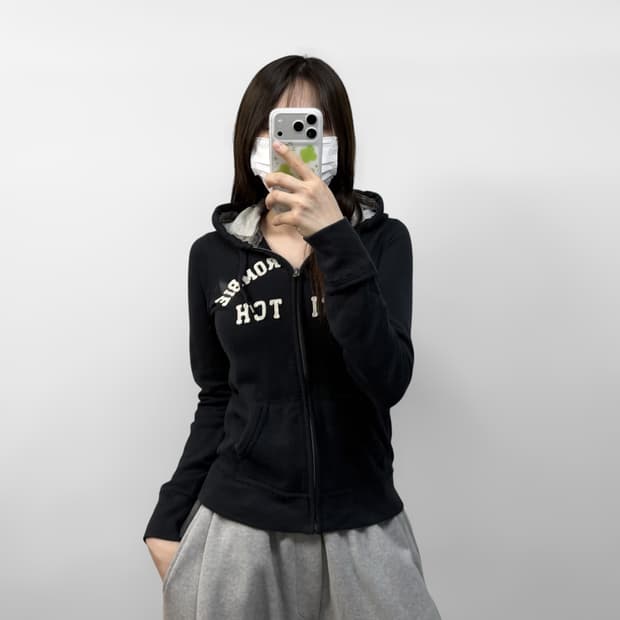 아베크롬비 아치 로고 후드집업 네이비