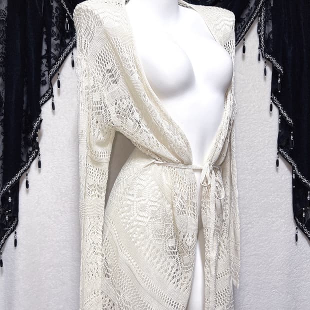 세실맥비 페어리그런지 오리엔탈 레이스 뜨개 롱가디건 로브 핀터 모리 하치