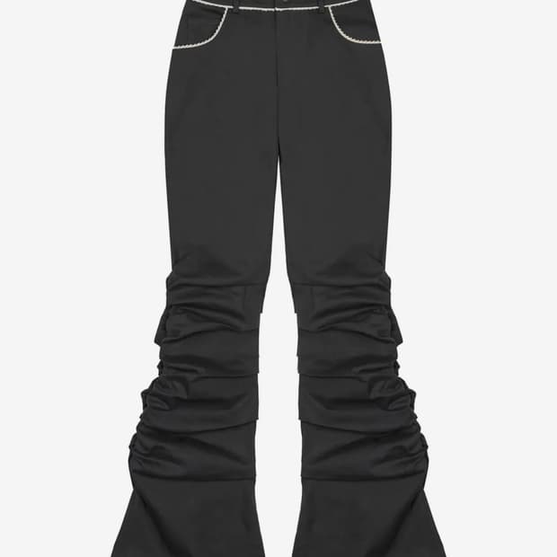 IM FRILL SHIRRING PANTS(CHARCOAL) 