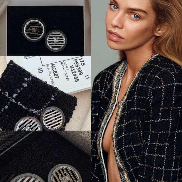 2017s / 샤넬 정품 버튼 리싸이클 이어링 귀걸이