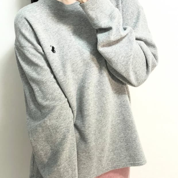 폴로 그레이 와플 니트