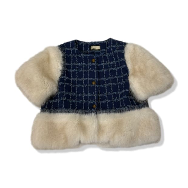 트위드 퍼 반팔자켓