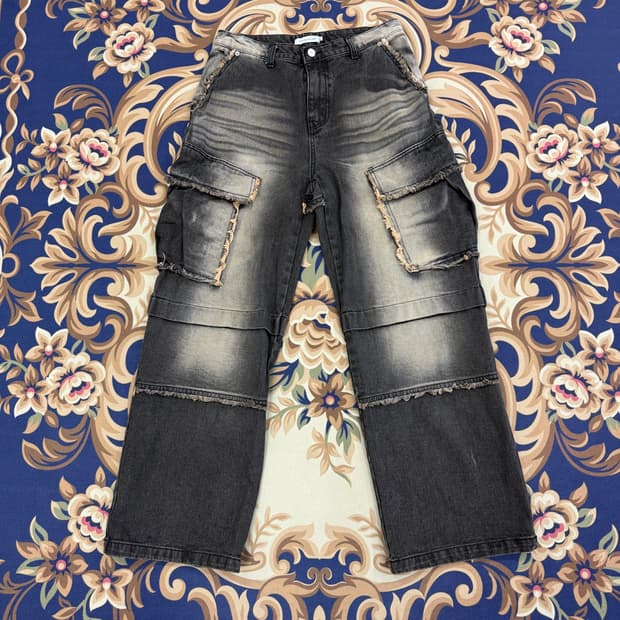 (M)언 유즈드랩 UNUSED.LAB 와이드 카고 데님팬츠