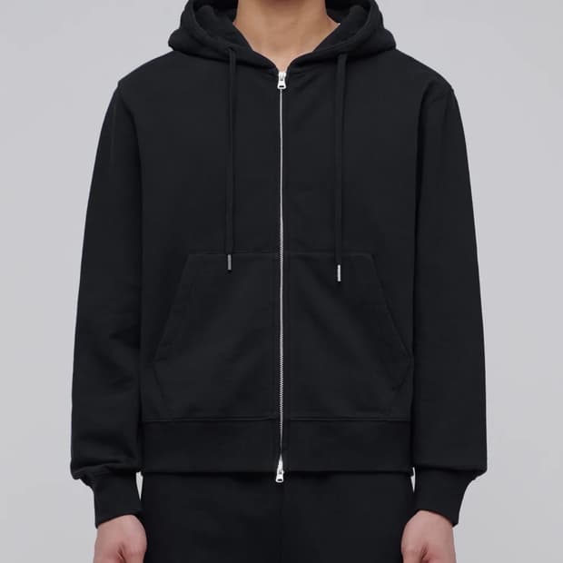 무탠다드 후드 스웨트 집업 짧은 길이 블랙 M사이즈