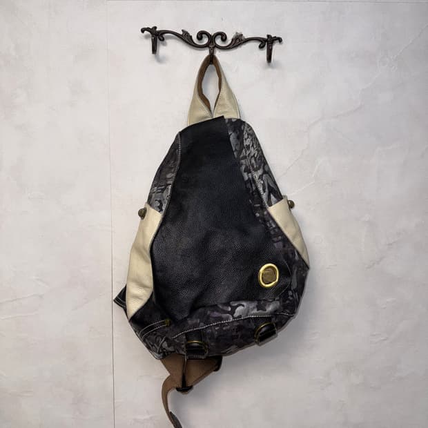 Black & white metallic leopard body bag