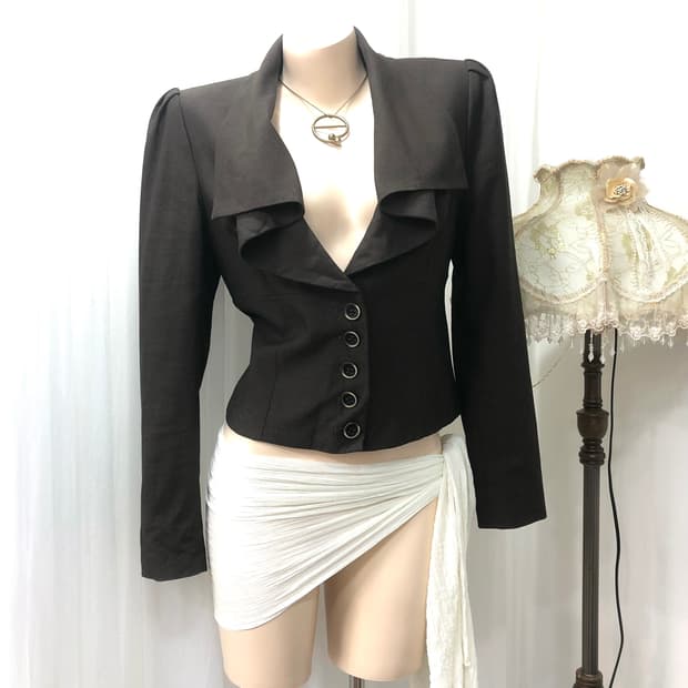 NEXT chocolate brown cape collar blazer