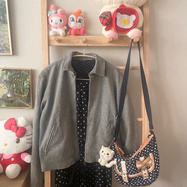 모리걸 빈티지 도트 그레이 set 🩶💙