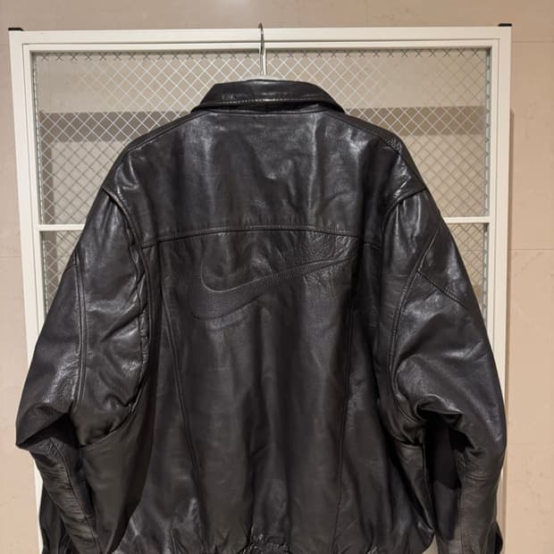 나이키 빅스우시 빈티지 레더 자켓 브라운 xxl