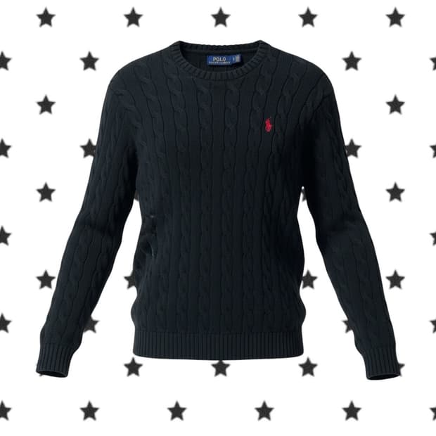 신형 폴로 랄프로렌 블랙 꽈배기 면니트