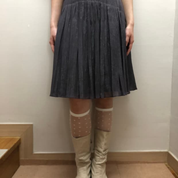 빈티지 그레이 글리터 플리츠 스커트