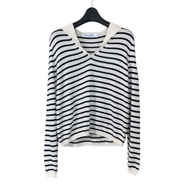 크리스찬 디올 마리니에르 스트라이프 세일러 카라 니트 스웨터