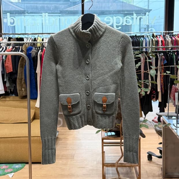 폴로 랄프로렌 그린 캐시미어 혼방 버튼 가디건 