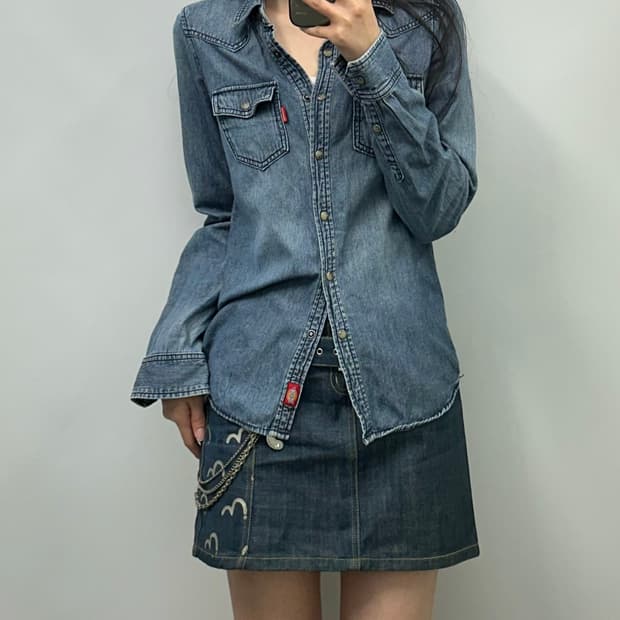 디키즈 y2k 와투케 웨스턴 데님 셔츠