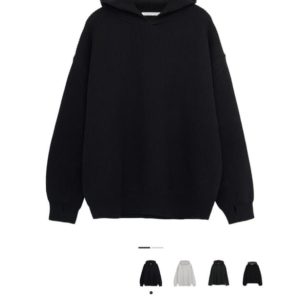 3) 폴리테루 휴먼인덱스 휴먼 니트 후디 블랙