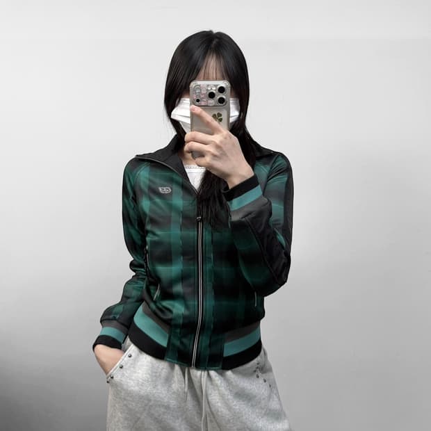 디젤 Diesel 55DSL 그린 타탄 체크 자켓