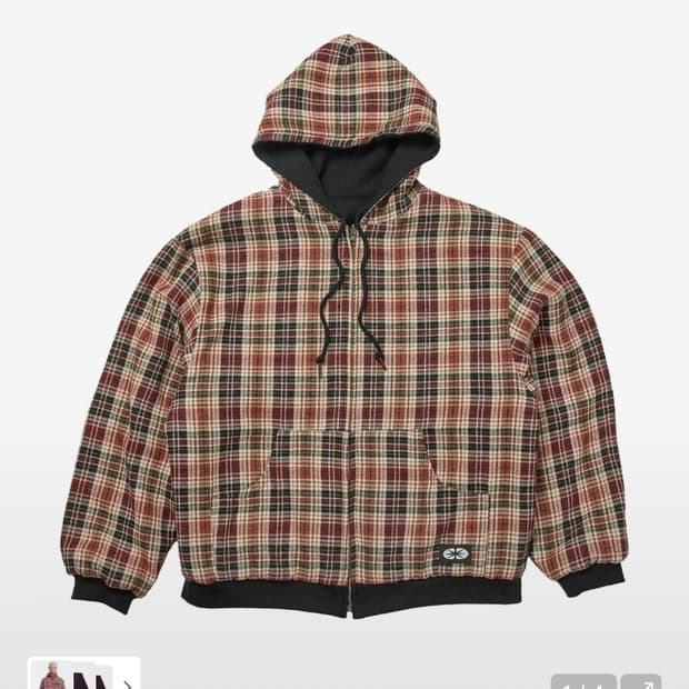 Reversible Hoodie Zip-Up Check Red
