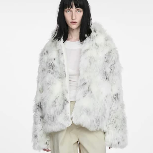 나체 리버시블 후디 폭스 퍼자켓 크림 HOODIE FUR JACKET