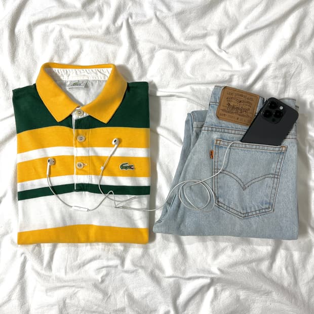 deep yellow&green pique T-shir