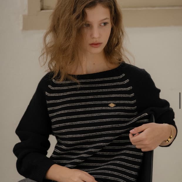 (새상품) 틸아이다이 램스울 스트라이프니트