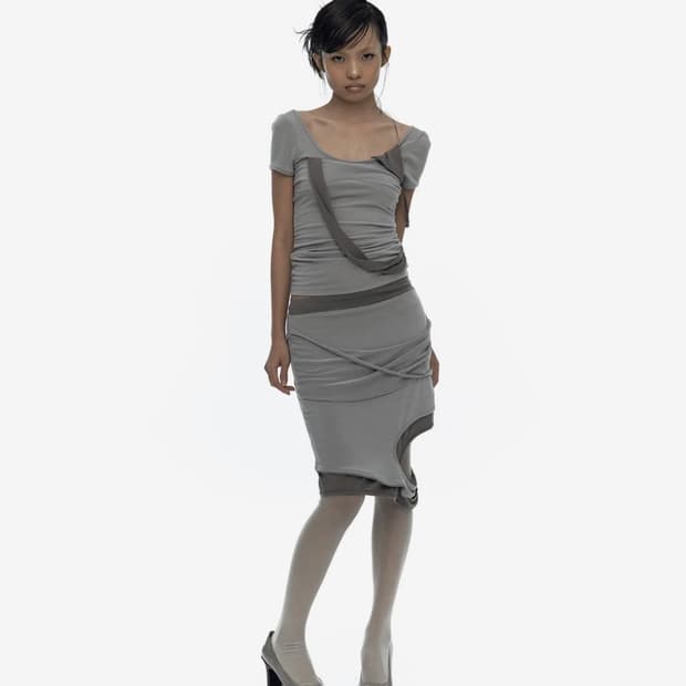 Peek-a-boo Strap Skirt Warm Gray