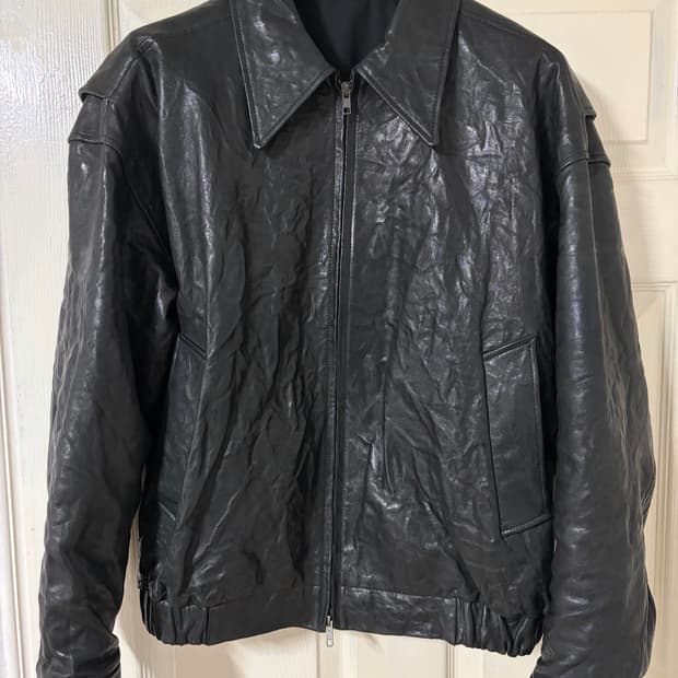 (M) 쿠어 램스킨 크리즈 블루종 블랙