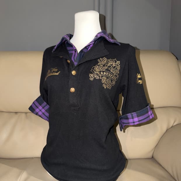 In the attic layered collar printing top