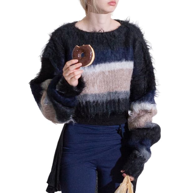 DOUBLE STRIPE TOP AND SCARF black