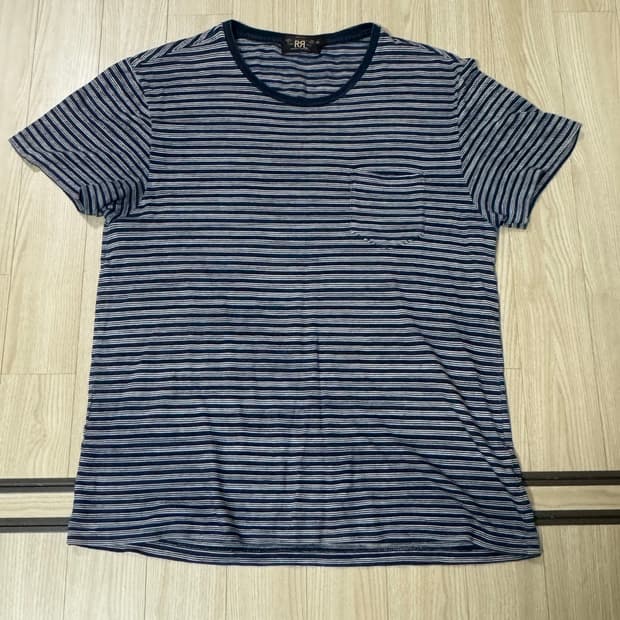 RRL 인디고 스트라이프 티셔츠