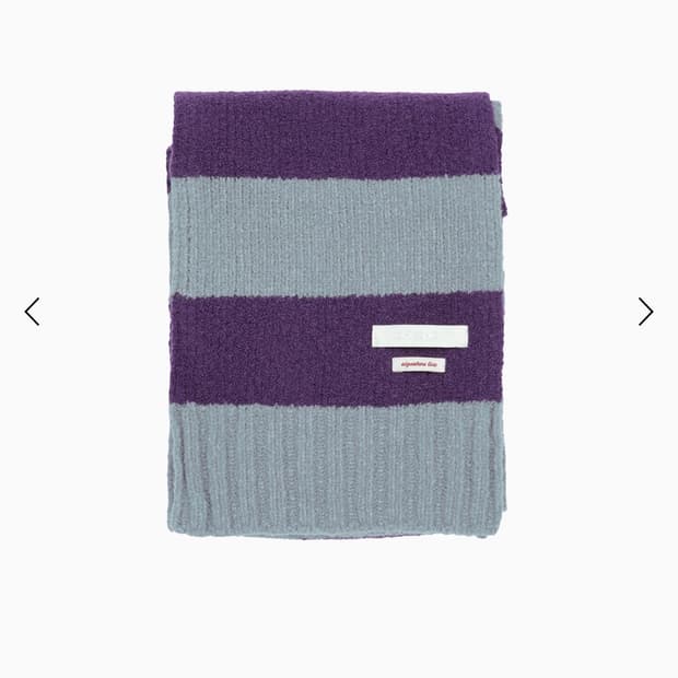 오헤시오 스트라이프 패턴 머플러 퍼플 블루