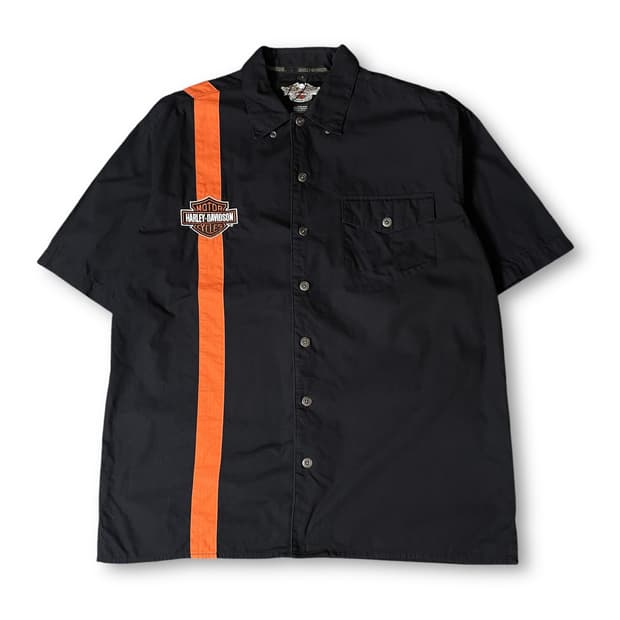 할리데이비슨 블랙 오렌지 포인트 레이싱 반팔 셔츠 L